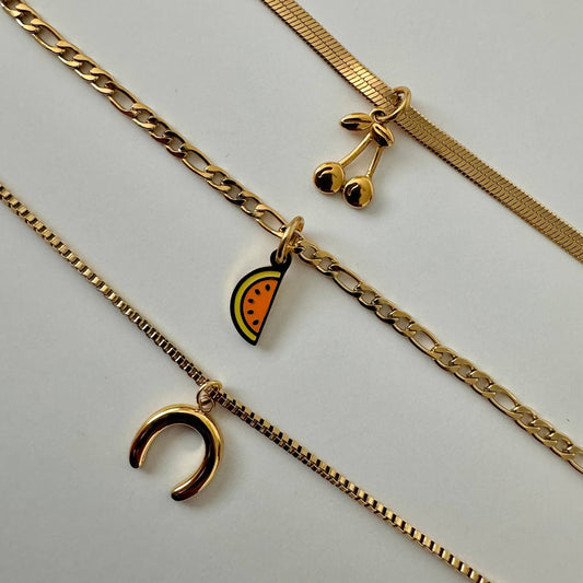 Lina Three Layer Charm Necklace- Gold